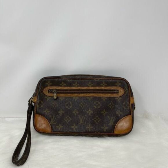 Pre-Owned-LOUIS VUITTON Monogram Marly Dragonne GM Clutch Bag 882TH - Picture 1 of 15